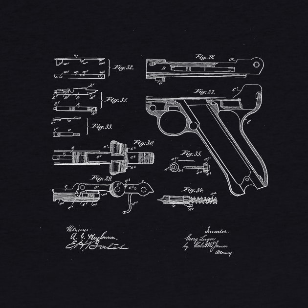 recoil loading small arms Vintage Patent Drawing by TheYoungDesigns